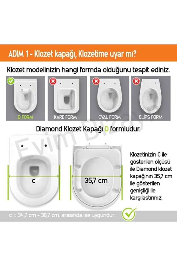 , Diamond Klozet Kapağı, Beyaz, Yavaş Kapanan, Pp - 5