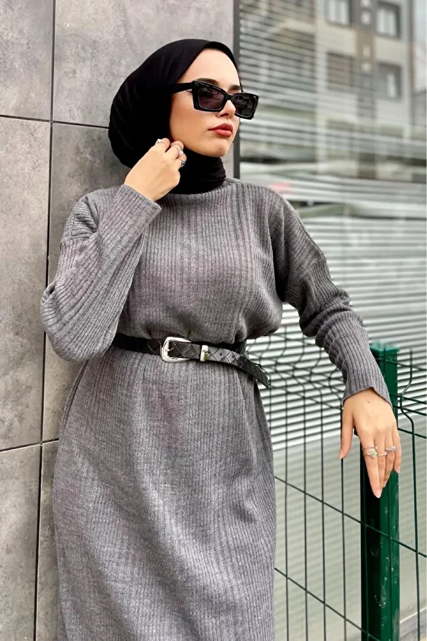 Fitilli Triko Elbise - 1