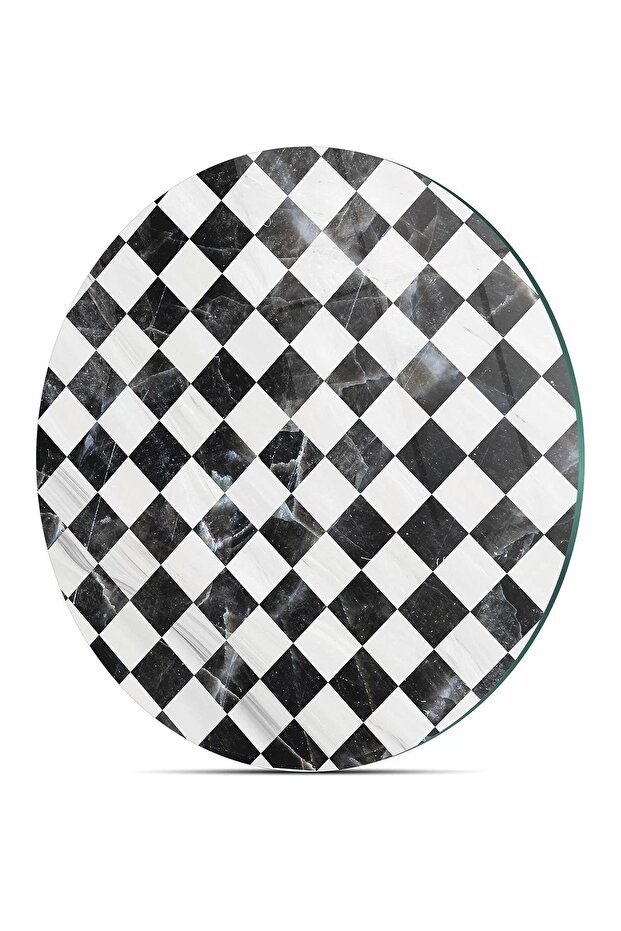 لوح تقطيع زجاجي دائري صغير بنمط مربع - 4