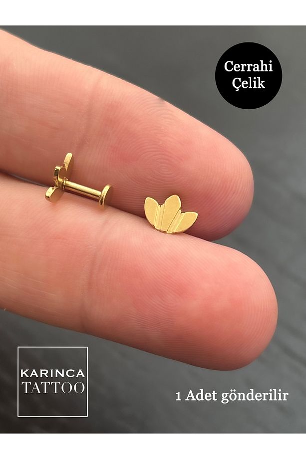 Lotus Flat Conch Forward Helix Kulak Tragus Piercing Küpe - 3