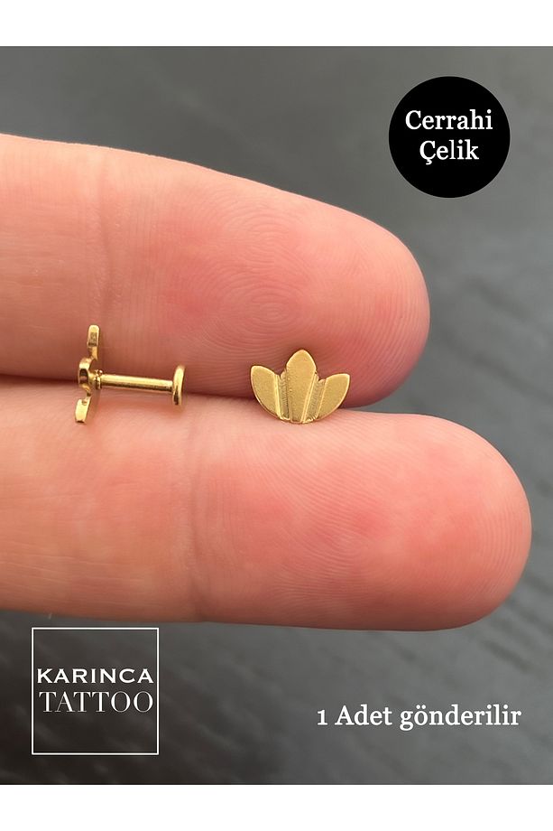 Lotus Flat Conch Forward Helix Kulak Tragus Piercing Küpe - 2