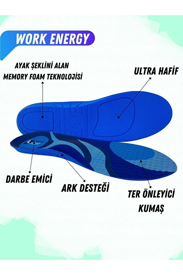 WorkEnergy İş Tabanlığı - Ortopedik Tabanlık -Uzun Süreler Ayakta Çalışanlar - Ayakkabı içi tabanlık - 4