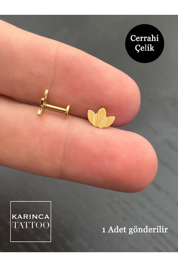 Lotus Flat Conch Forward Helix Kulak Tragus Piercing Küpe - 4