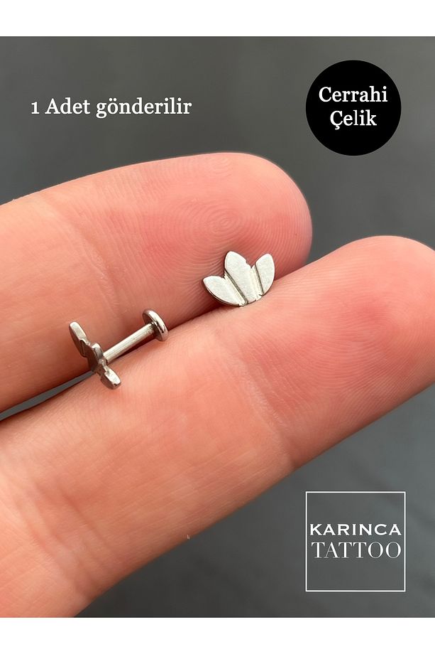 Lotus Flat Conch Forward Helix Kulak Tragus Piercing Küpe - 1