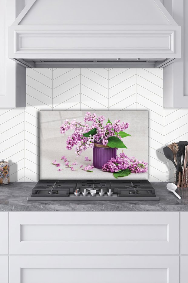 Purple Lilac Glass Stove Protector - for Kitchen Built-In and Countertop, Tempered and Rhoded
