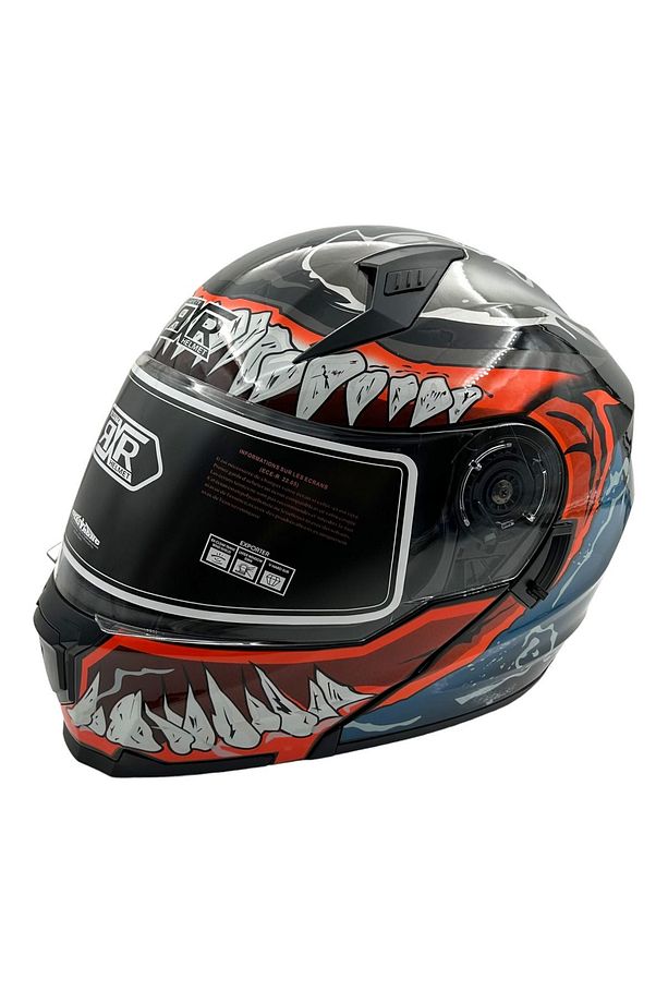 Kask Çene Açılır Venom Fosforlu Turuncu JK-908 - 2