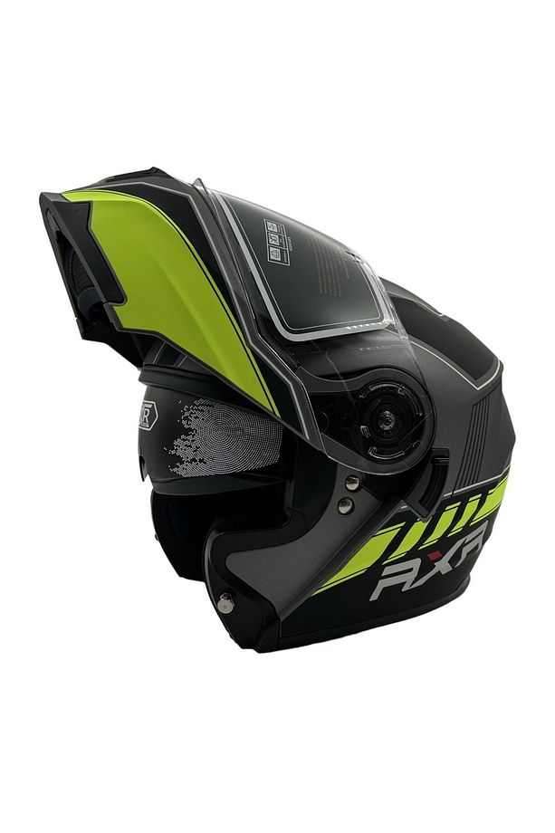 Kask Çene Açılır Fosforlu Sarı Gri JK-908 - 2