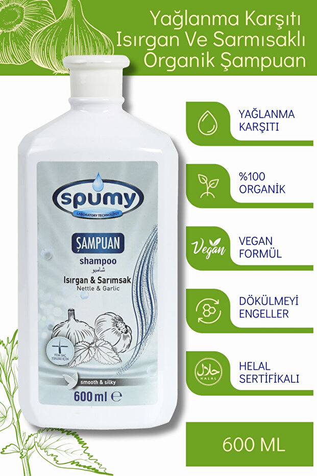600 Ml Organic Shampoo - Anti-oil and Spill, Nettle and Viper