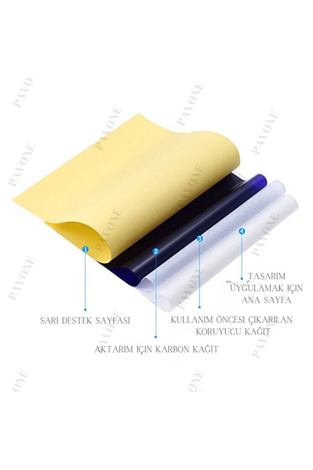 DÖVME TRANSFER KAĞIDI - 4 AŞAMALI - KARBON SPİRİT - 10 ADET - TERMAL DÖVME TRANSFER - 3