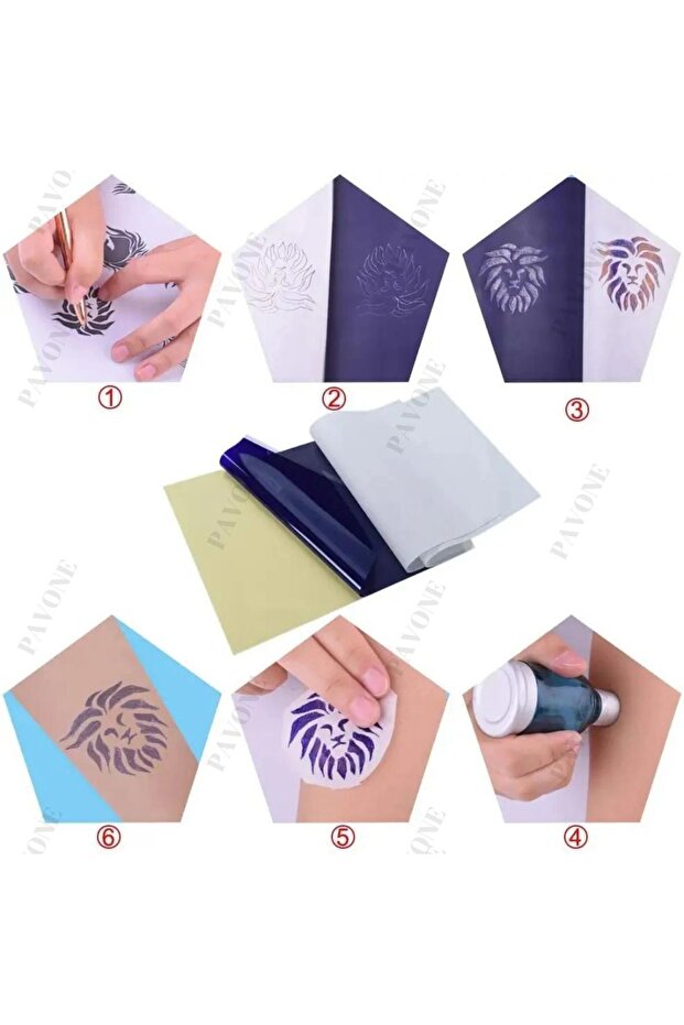 DÖVME TRANSFER KAĞIDI - 4 AŞAMALI - KARBON SPİRİT - 10 ADET - TERMAL DÖVME TRANSFER - 2