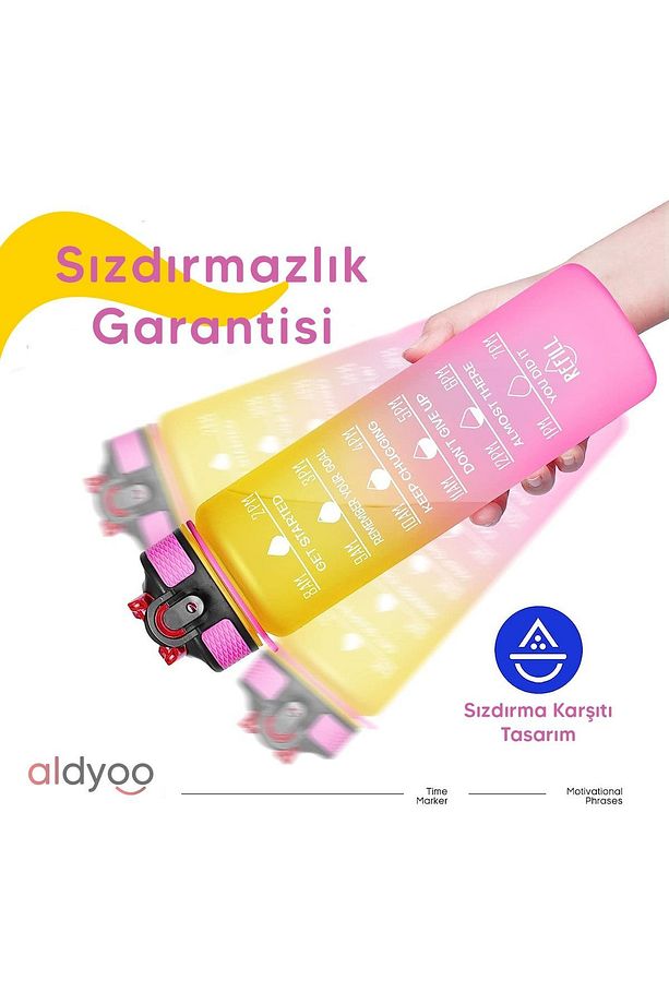 Su Matarası 1000ml Pipetli Matara 1lt Motivasyonel Suluk Tritan Bpa Koku Sızdırma Yok - 4