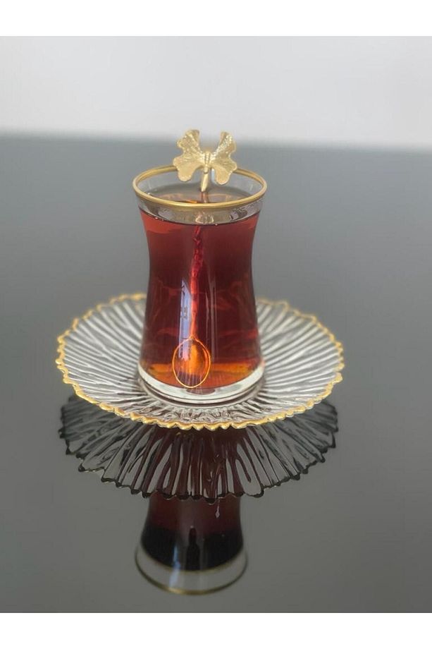 18 Parça Çay Seti Ithal Elysia Tabaklı Kelebek Çay Kaşıklı Set - 7