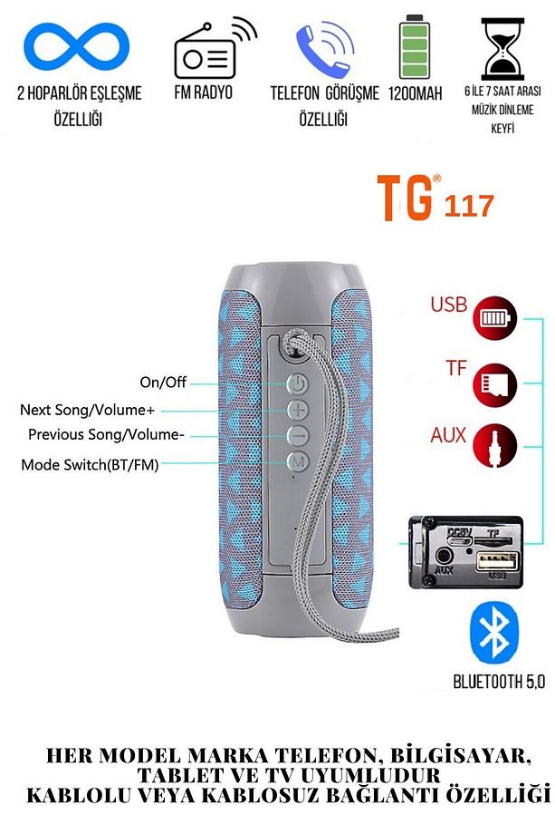 117 Bluetooth Hoparlör Bluetooth Hoparlör - 5