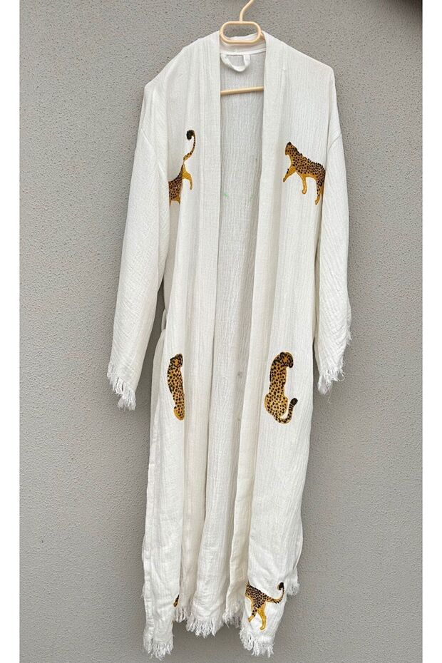 Müslin Kaplan Baskılı Kimono - 7