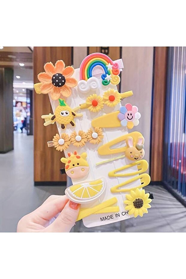14 Pieces Collet Snap Cute Cartoon Hair Accessory Scrunchie Set for Kids