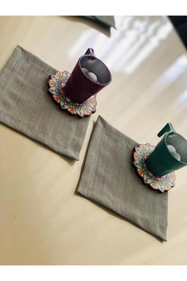 Gri Renk 6lı Kokteyl Peçete Linen Kumaş - 2