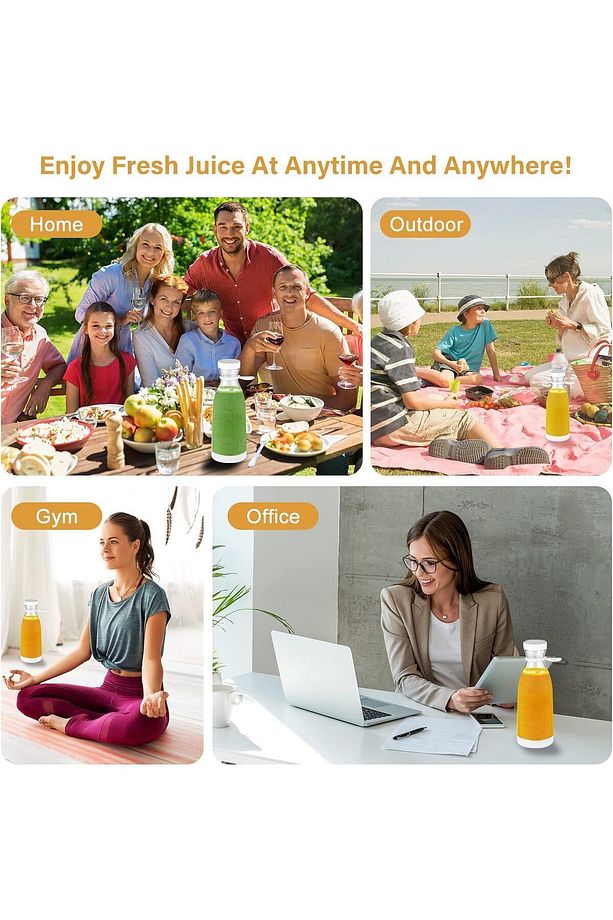 Mini Juice Taşınabilir Blender Şişe Smoothie, Shake Yapıcı, Mini Blender USB Şarj Edilebilir - 2
