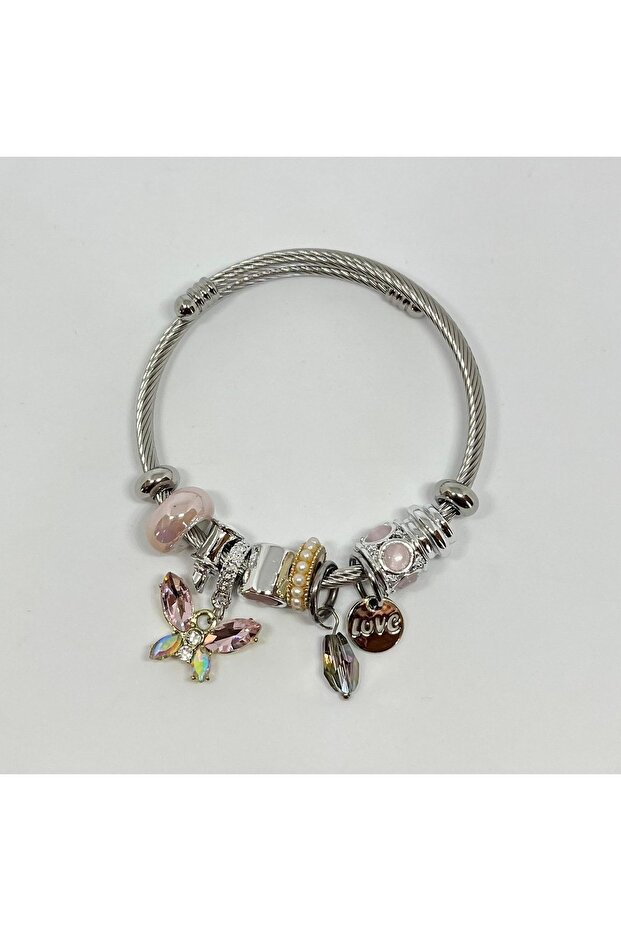 Steel Model Butterfly Charm Bracelet