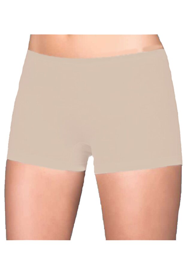 Kadın Bej Likralı Boxer Şort - 1
