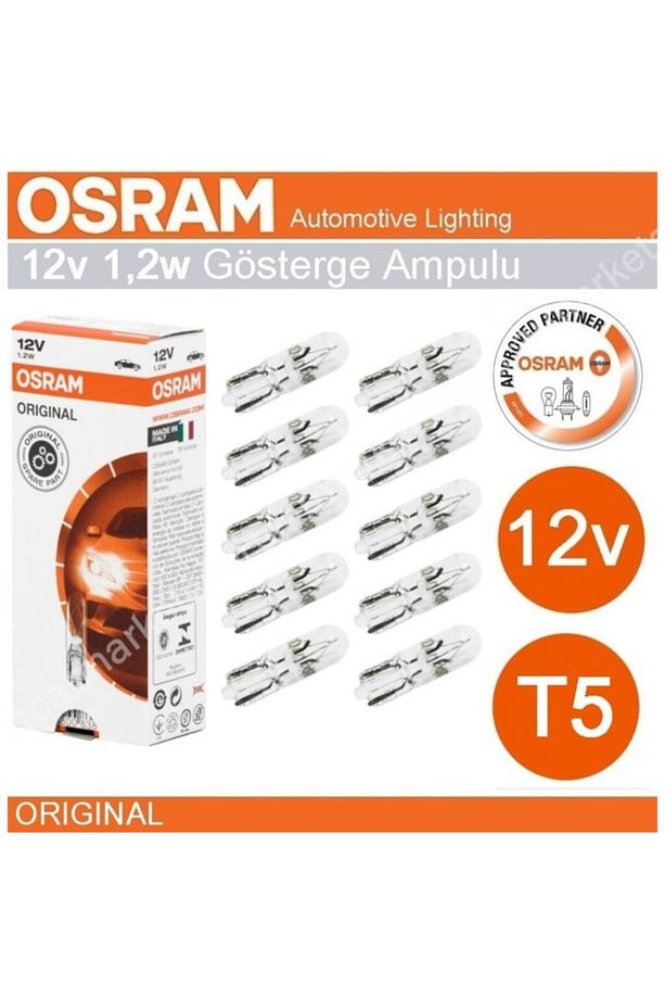 12v T5 1.2 Watt Ampul Gösterge Göğüs Ampulü 10 Adet - 1
