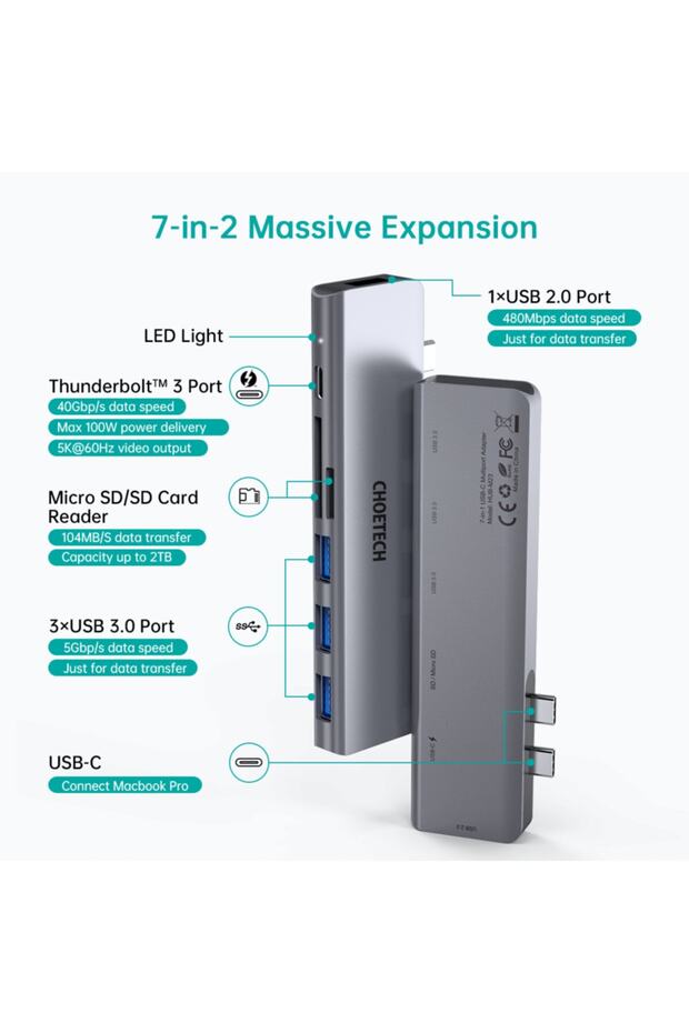 7 In 1 Type C Çevirici Macbook Çoklayacı Adaptör M23 - 5