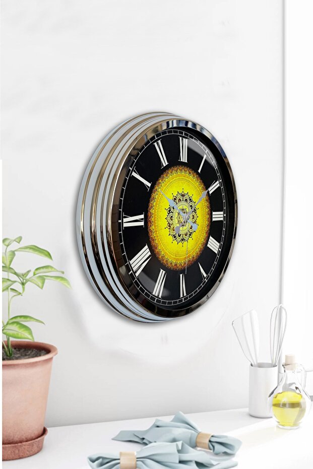 ساعة حائط بنمط عثماني معدني من الكروم مقاس 40 سم - 4