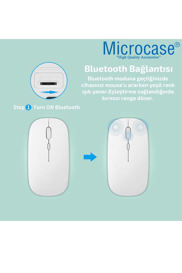 1600 Dpı Şarj Edilebilir 2.4 Ghz Çift Modlu Bluetooth Kablosuz Mouse - Al2675 Pembe - 3