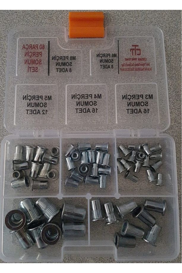 Perçin Somun Seti 60 Parça Flanşlı Perçin Somun- M3-m4-m5-m6-m8 - 2