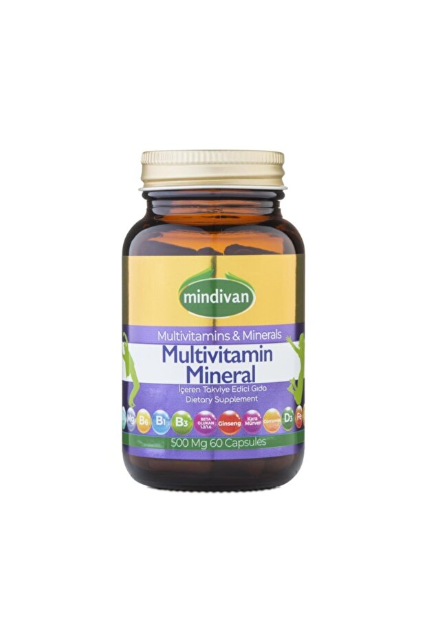Multivitamin Mineral Kapsül Magnezyum C B3 B1 Kırmızı Ginseng D3 Kara Mürver Beta Glukan 60 Kapsül - 3