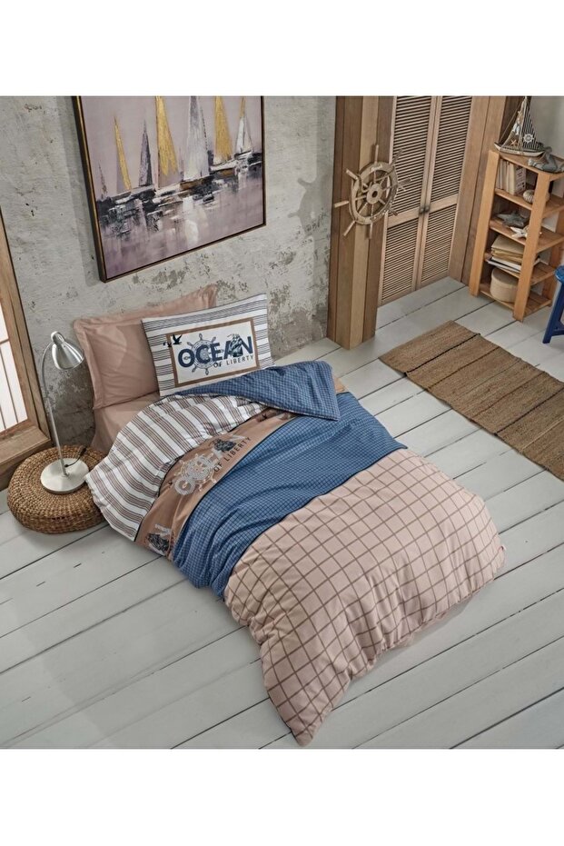 Teen Room Ranforce Single Duvet Cover Set-ocean Navy Blue
