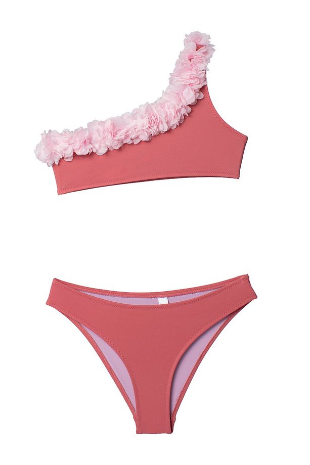 Kız Çocuk Güllü Tek Omuz Bikini - 1