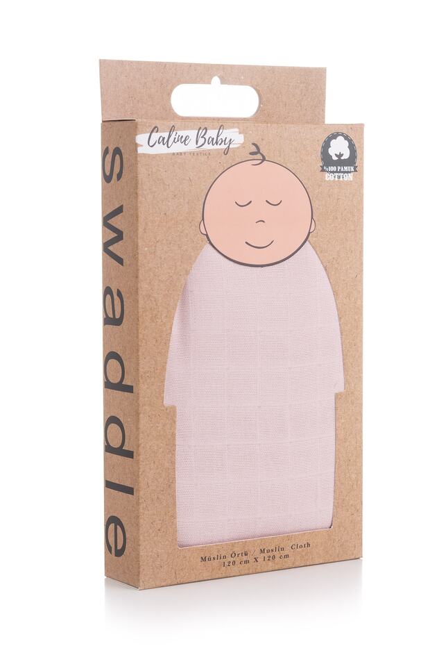 Muslin Cloth Cover Solid Color - Powder 120x120 Cm + 4 Mouth Wipes