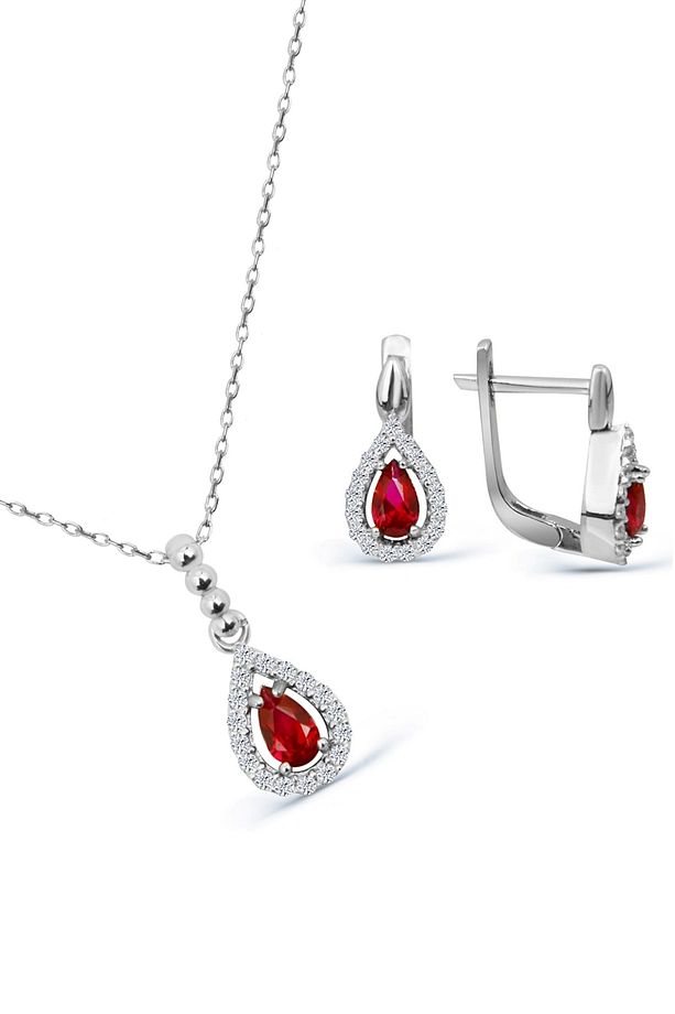 925 Ayar Gümüş Minimal Damla Set - S013802 - 1
