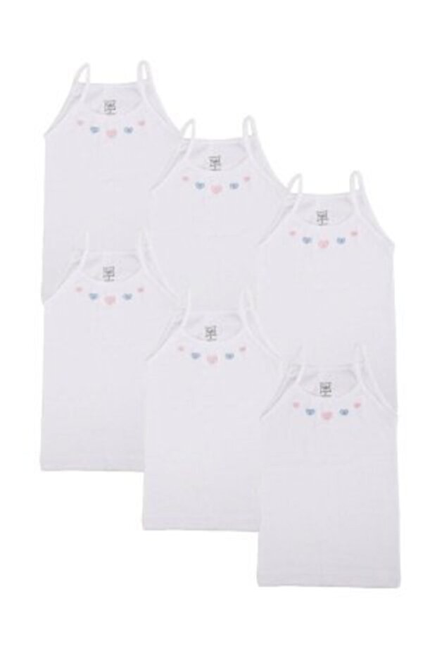Girl's 6 Pack Tutku Rope Strap 100% Cotton Undershirt