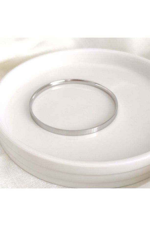 6 CM ÇELİK KALIN DÜZ AJDA BİLEZİK 1 ADET - BEYAZ - 1
