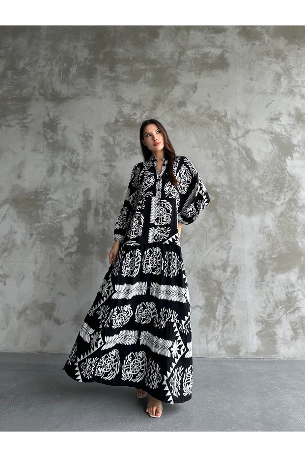 Women's Shirt Dress Black Belted Long Sleeve Hijab