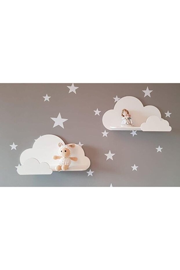 مجموعة رفوف سحابية مكونة من قطعتين باللون الأبيض - 1