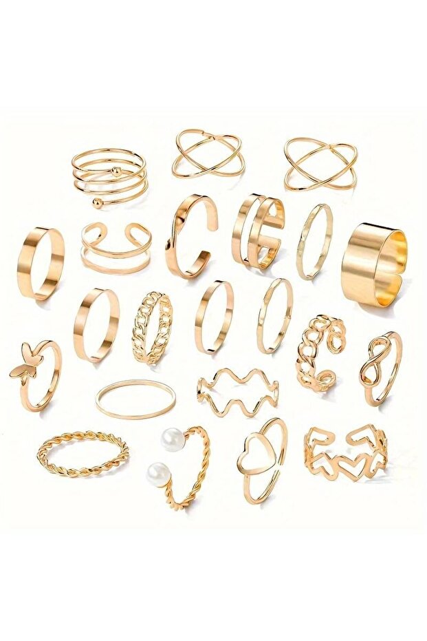 مجموعة حلقات متعددة قابلة للتعديل مكونة من 22 قطعة مجموعة حلقات نسائية قابلة للتعديل - 3