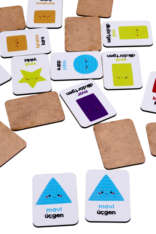 Colors and Geometric Shapes Themed Wooden Educational Cards Montessori Toy