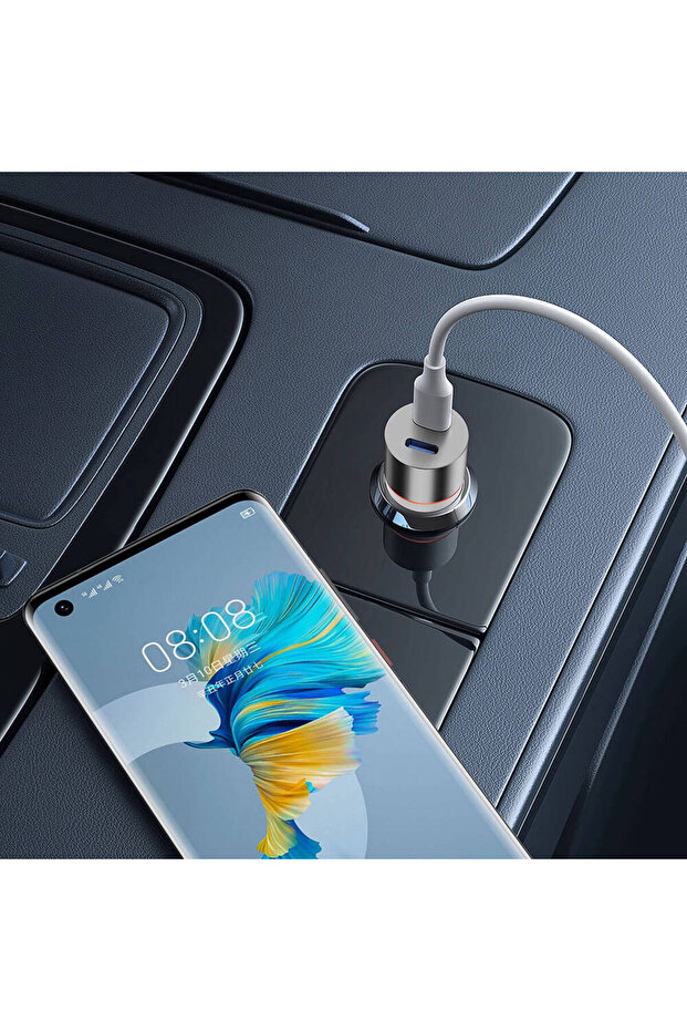 Çift PD Portlu Hızlı Şarj Özellikli Type-C Araç Şarj Başlığı Wiwu Wi-QC023 60W Beyaz - 3