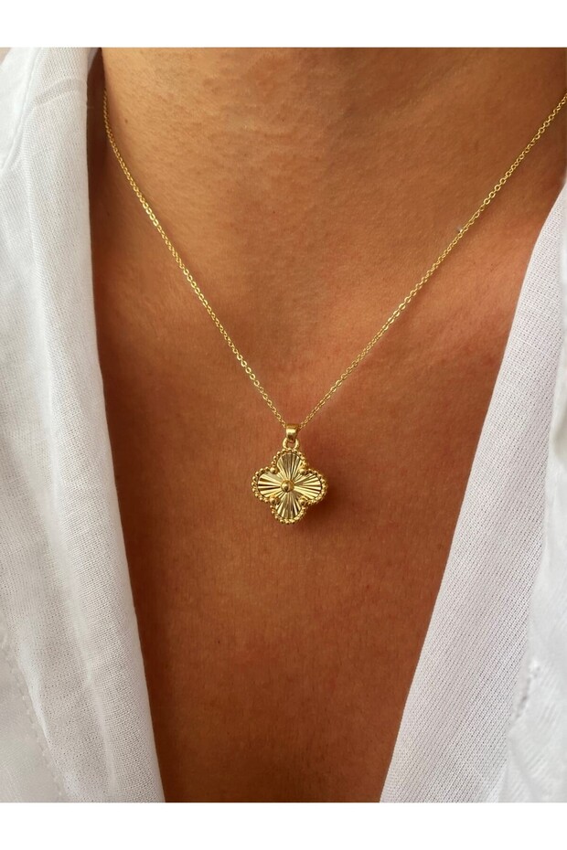 Çelik gold cleef kolye - 1