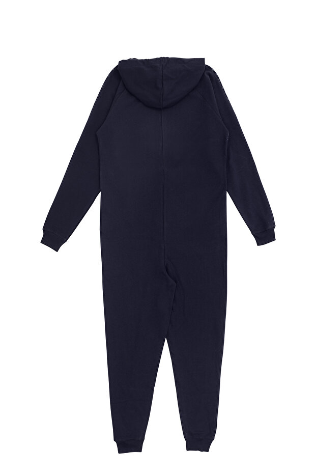 Темно-синій унісекс комбінезон з капюшоном і застібкою-блискавкою з північним візерунком - 2