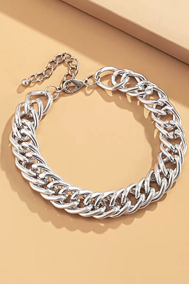 1 Piece Double Spiral Chain Style Anklet Silver