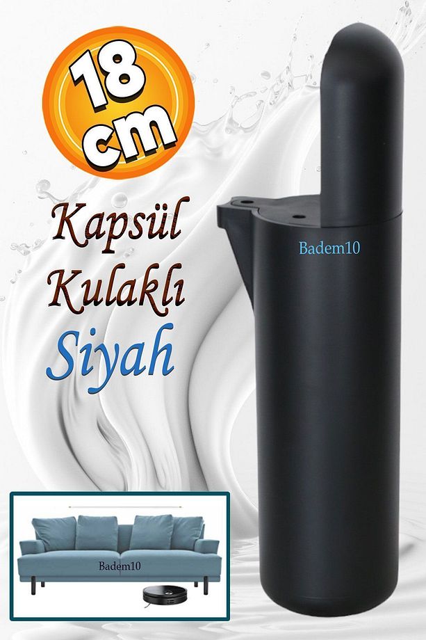 Kapsül Bohem (PREMİUM) Siyah 18 Cm Mobilya Kanepe Tv Ünitesi Koltuk Baza Yükseltici Ayağı Ayakları - 1