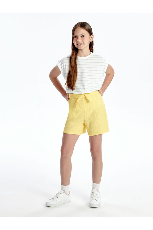 Beli Lastikli Basic Kız Çocuk Şort - 1