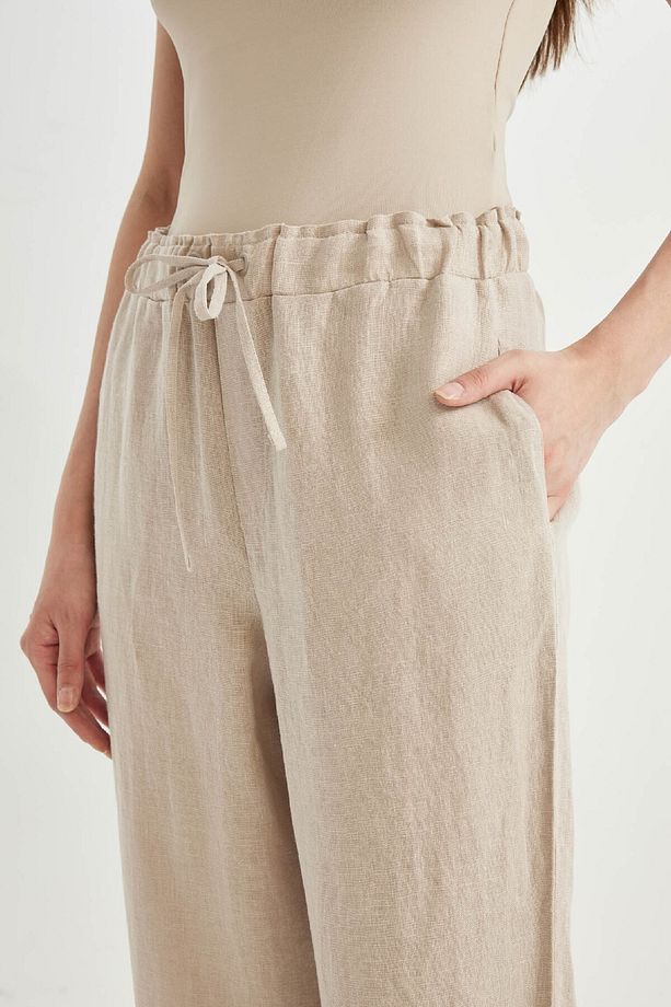 Jogger Keten Kumaş Pantolon Cepli Yüksek Bel Kısa Paça C7683ax24sm - 6