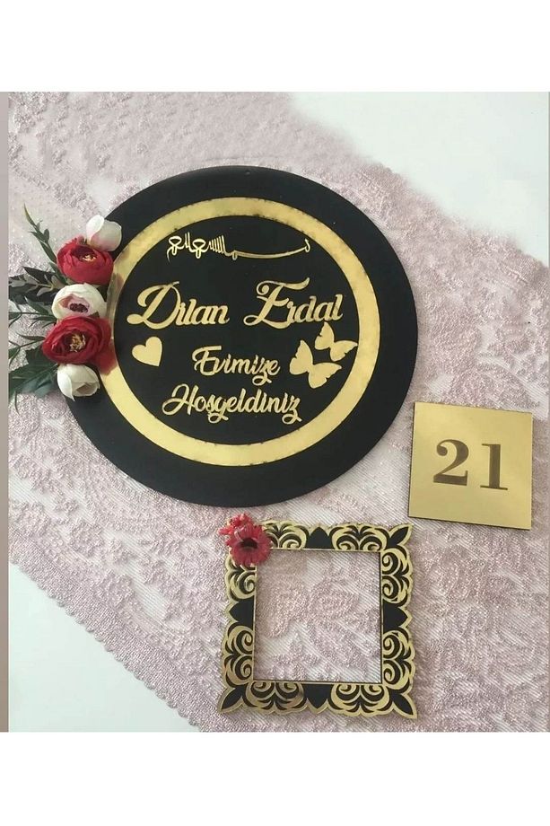 Kapı Süsü Zil Çerçevesi Ve Numara Set - 1