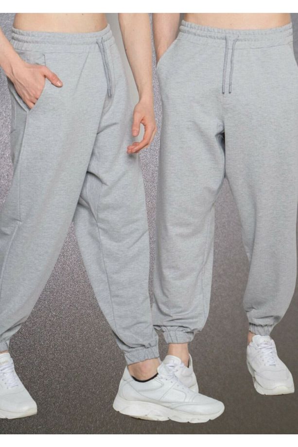 2li Siyah Gri Oversize Eşofman Altı Gri Oversize Eşofman Altı Bol Eşofman Altı Gri Siyah Eşofman - 6