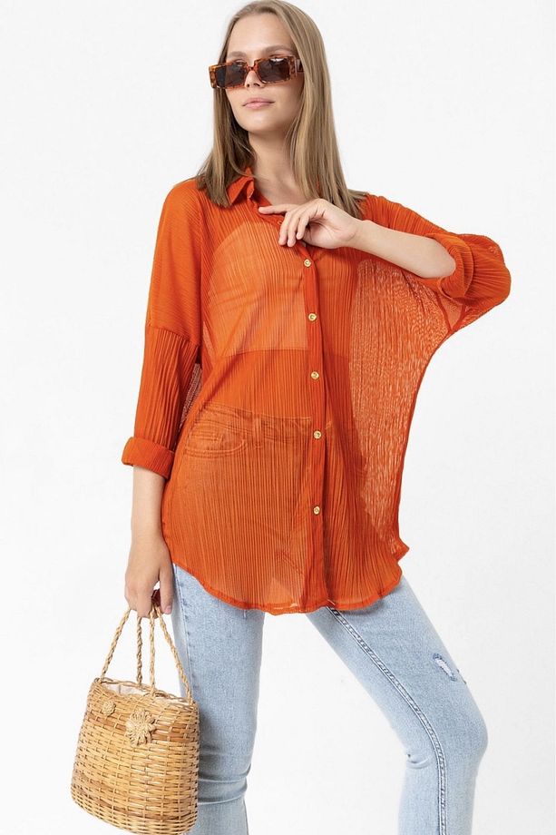 Oversize Şifon tül gömlek - 6