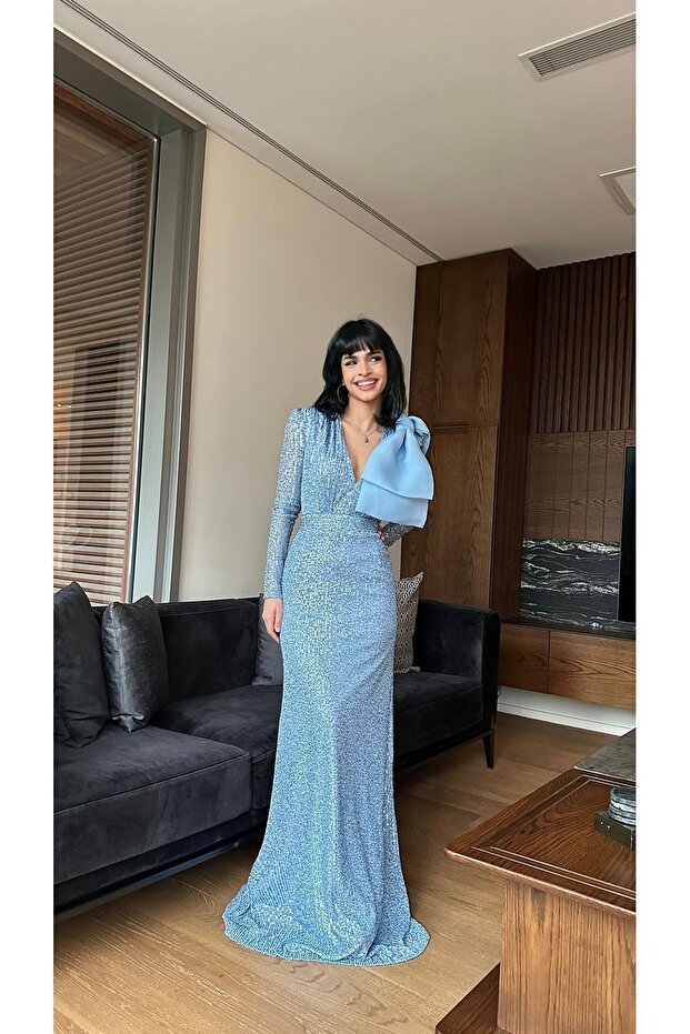 Tasarımı Bebe Mavisi Abiye - 2